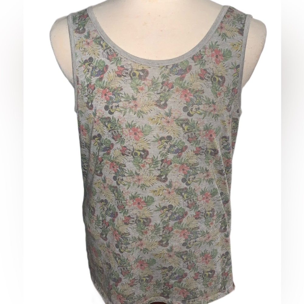 Plus size Minnie Mouse Tank Top Gray and Floral 1X